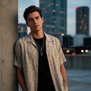 NWOT. Paradise by Axis bottom down shirt